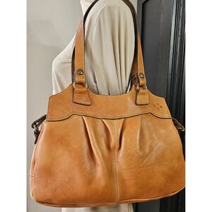 Patricia Nash Tan Leather Napoli Shoulder Bag Satchel Purse Slouchy